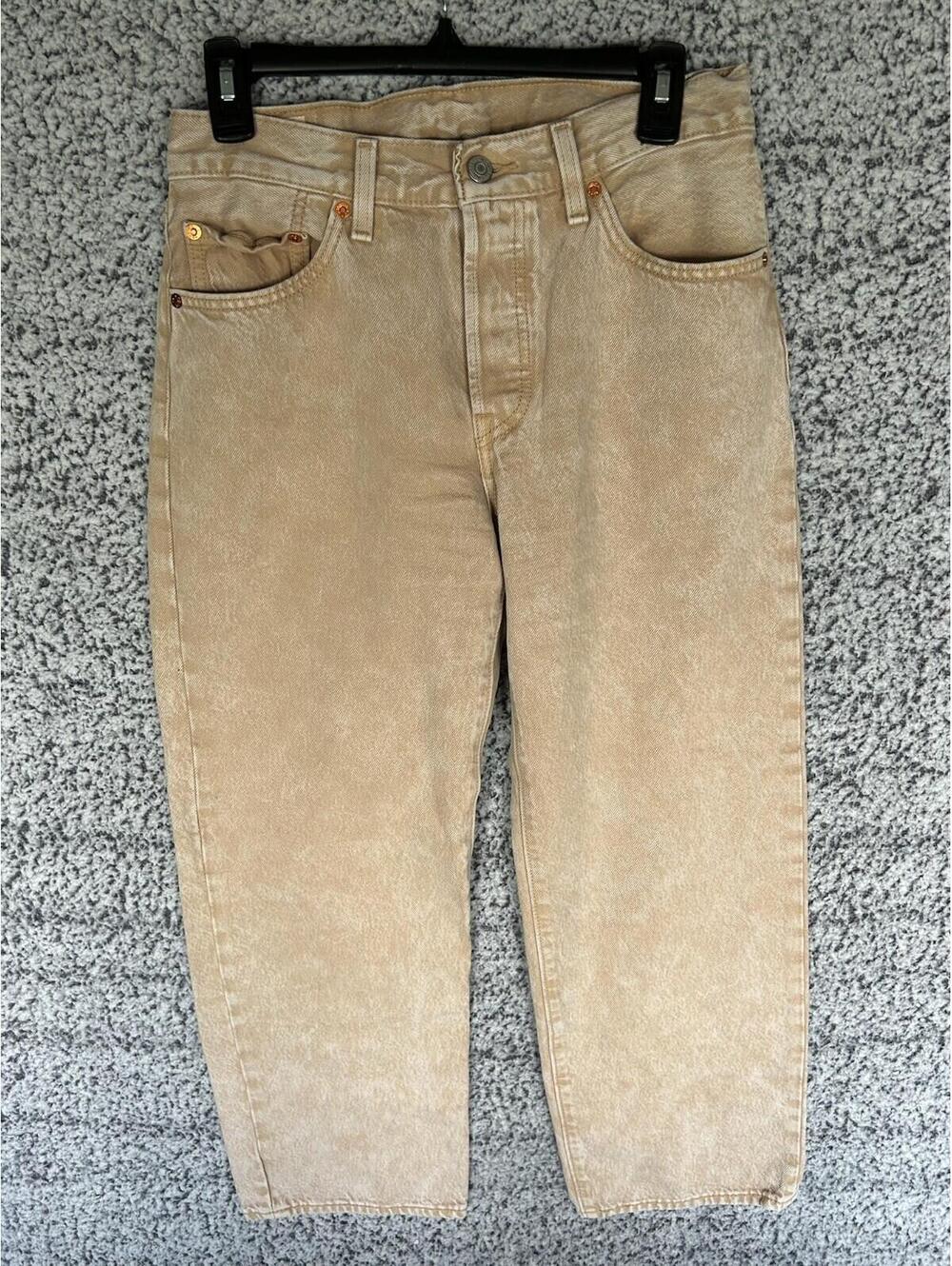 Levi's 501 90s Straight Jeans Women's Size 26 X 27 Button Fly Tan Denim